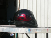 Black Glitter helmet with burgundy tribal flame